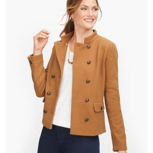 NWT Talbots Brown TWILL KNIT BAND JACKET
